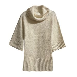 Bebe Beige Off White Cowl Neck Turtleneck Cozy Oversized Sweater, Women’s Size M